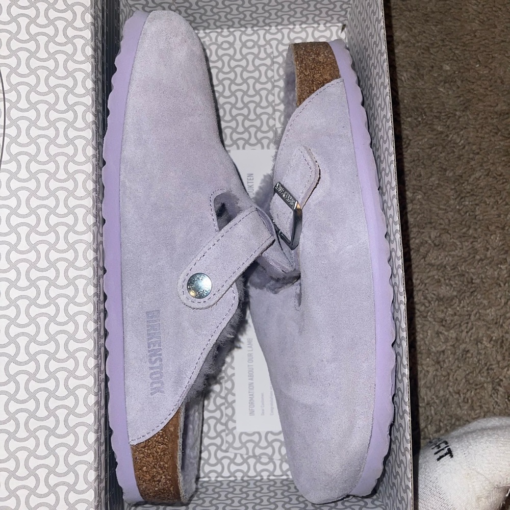 Purple fog Birkenstock Bostons